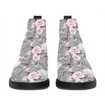 Monochrome Spring Floral Print Flat Ankle Boots