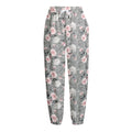 Monochrome Spring Floral Print Fleece Lined Knit Pants