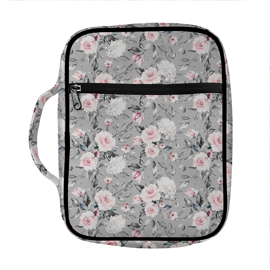 Monochrome Spring Floral Print Front Pocket Bible Bag