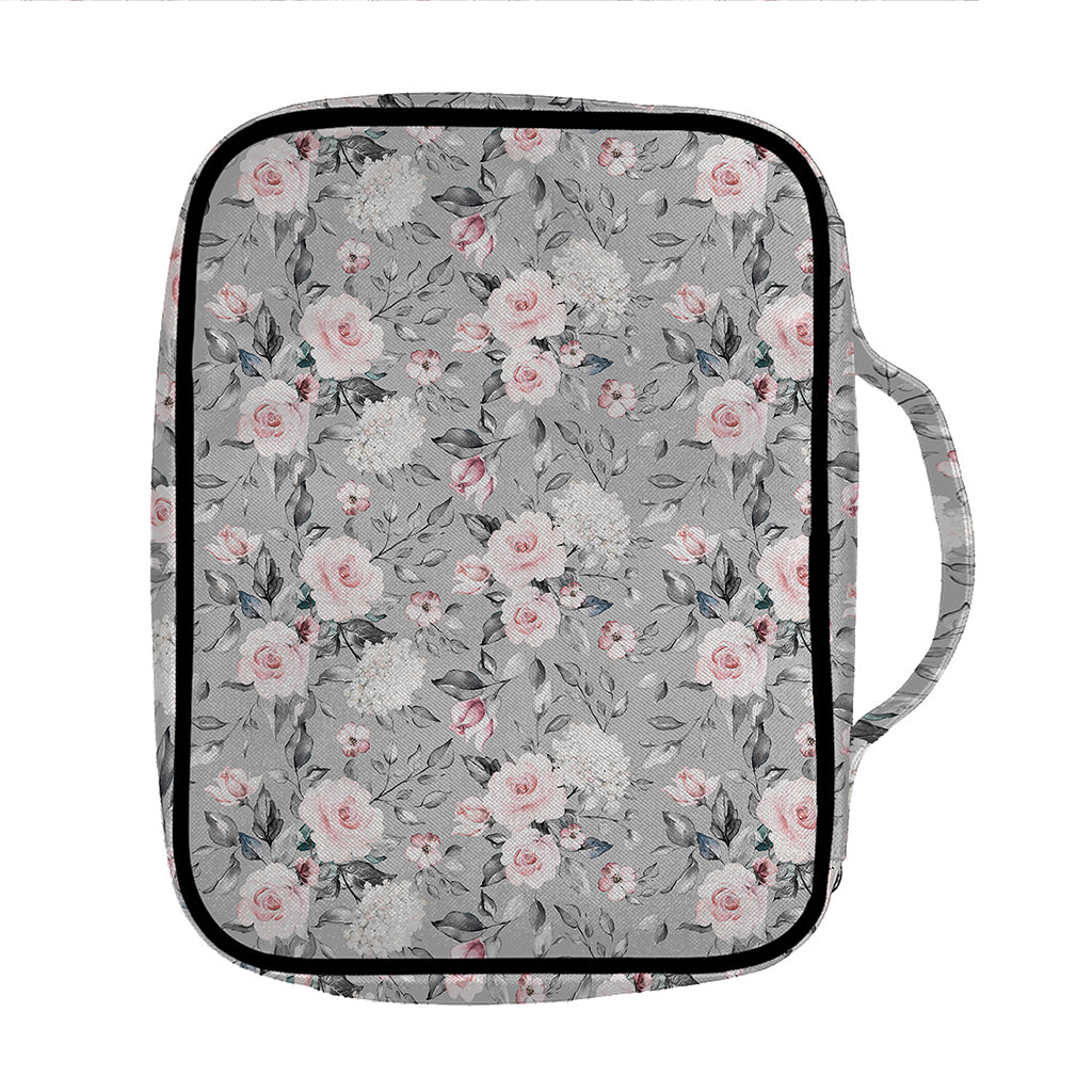 Monochrome Spring Floral Print Front Pocket Bible Bag