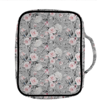 Monochrome Spring Floral Print Front Pocket Bible Bag