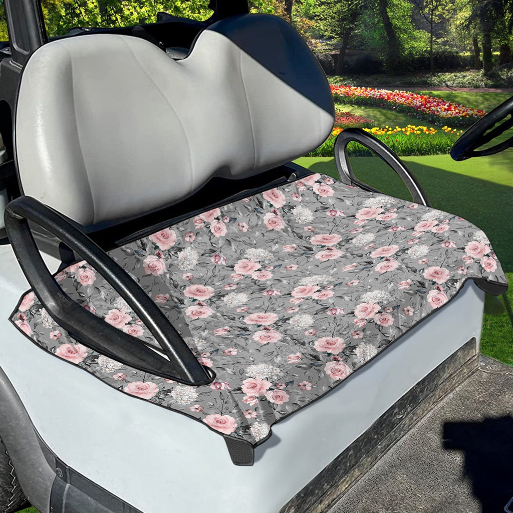 Monochrome Spring Floral Print Golf Cart Seat Cover