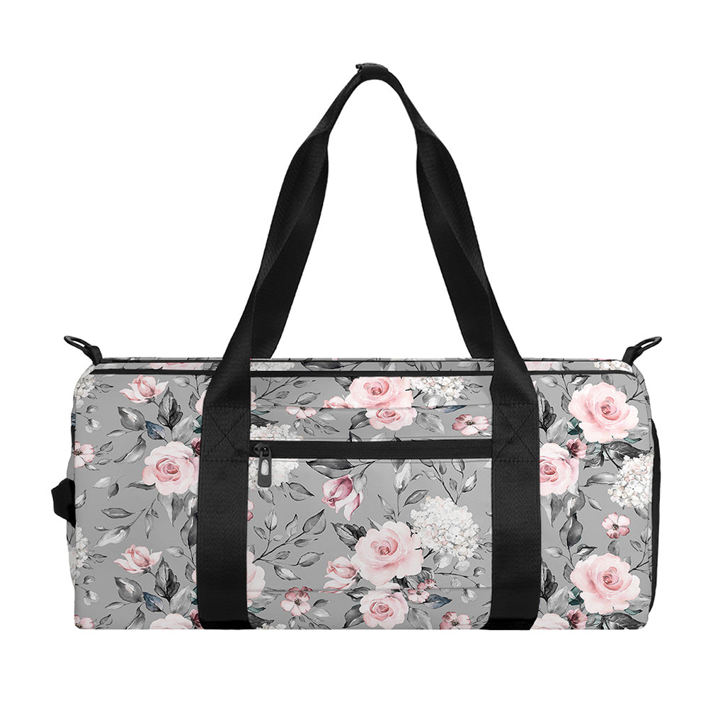 Monochrome Spring Floral Print Gym Bag