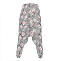 Monochrome Spring Floral Print Hammer Pants