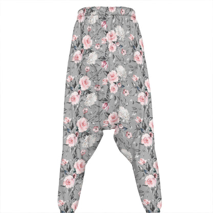Monochrome Spring Floral Print Hammer Pants