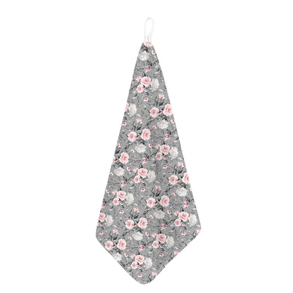 Monochrome Spring Floral Print Hand Towel