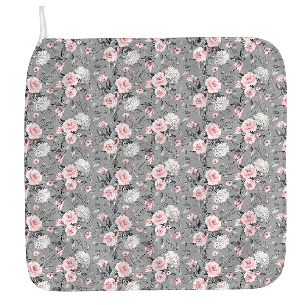 Monochrome Spring Floral Print Hand Towel