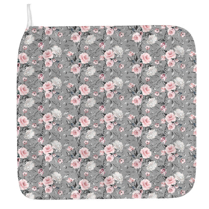 Monochrome Spring Floral Print Hand Towel