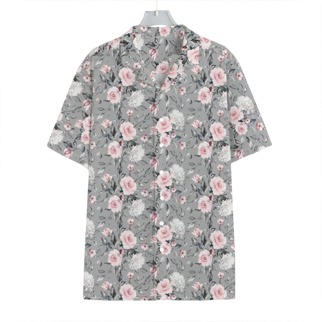 Monochrome Spring Floral Print Hawaiian Shirt