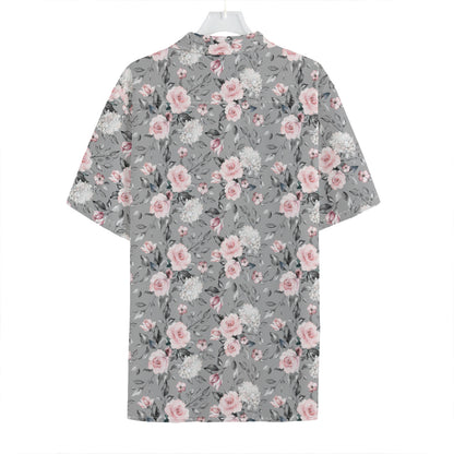 Monochrome Spring Floral Print Hawaiian Shirt