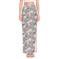 Monochrome Spring Floral Print High Slit Maxi Skirt