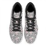 Monochrome Spring Floral Print High Top Leather Sneakers