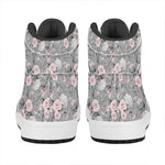 Monochrome Spring Floral Print High Top Leather Sneakers