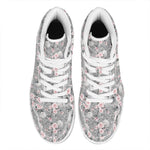Monochrome Spring Floral Print High Top Leather Sneakers
