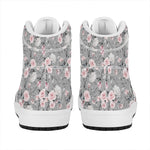 Monochrome Spring Floral Print High Top Leather Sneakers