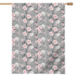 Monochrome Spring Floral Print House Flag