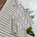Monochrome Spring Floral Print House Flag