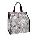 Monochrome Spring Floral Print Insulated Lunch Tote