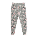 Monochrome Spring Floral Print Jogger Pants