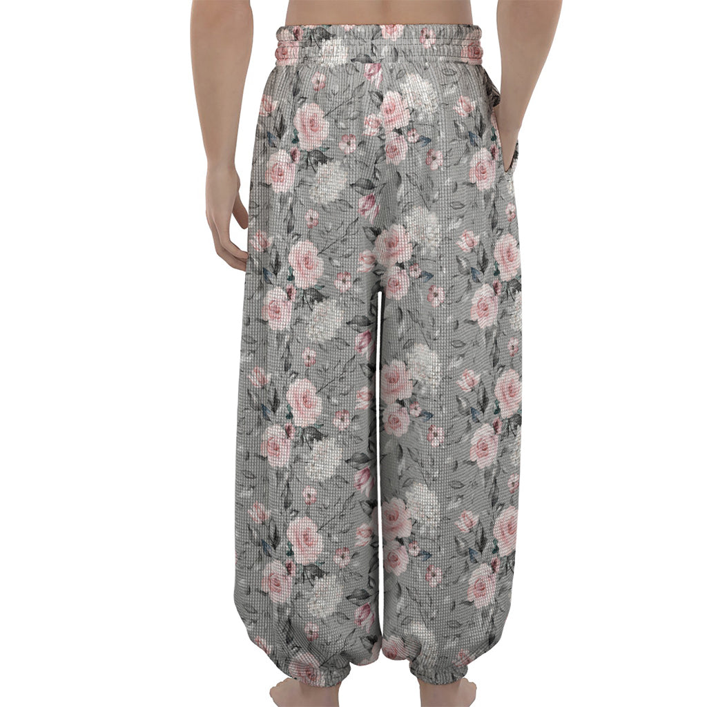 Monochrome Spring Floral Print Lantern Pants