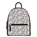 Monochrome Spring Floral Print Leather Backpack