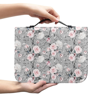 Monochrome Spring Floral Print Leather Bible Cover