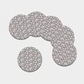 Monochrome Spring Floral Print Leather Coaster Set
