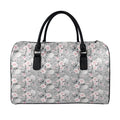Monochrome Spring Floral Print Leather Duffel Bag