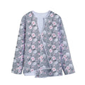 Monochrome Spring Floral Print Long Sleeve Short Coat