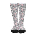 Monochrome Spring Floral Print Long Socks