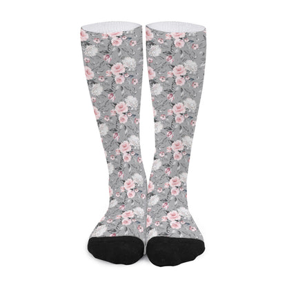 Monochrome Spring Floral Print Long Socks