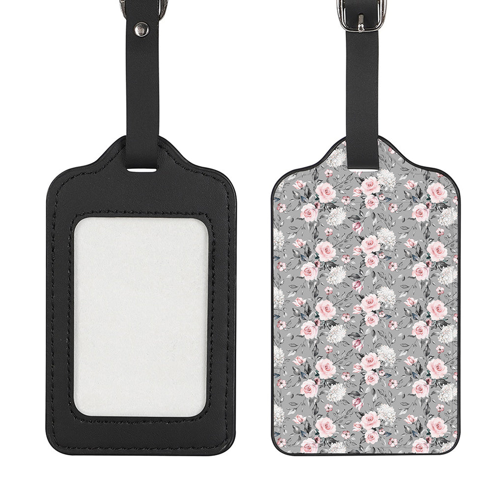Monochrome Spring Floral Print Luggage Tag