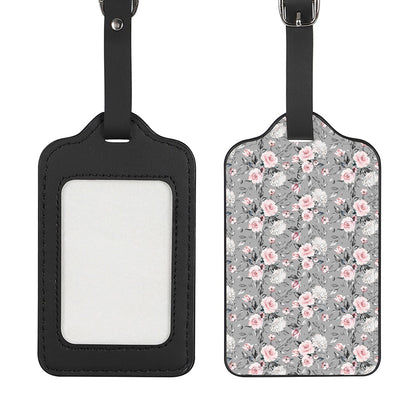 Monochrome Spring Floral Print Luggage Tag
