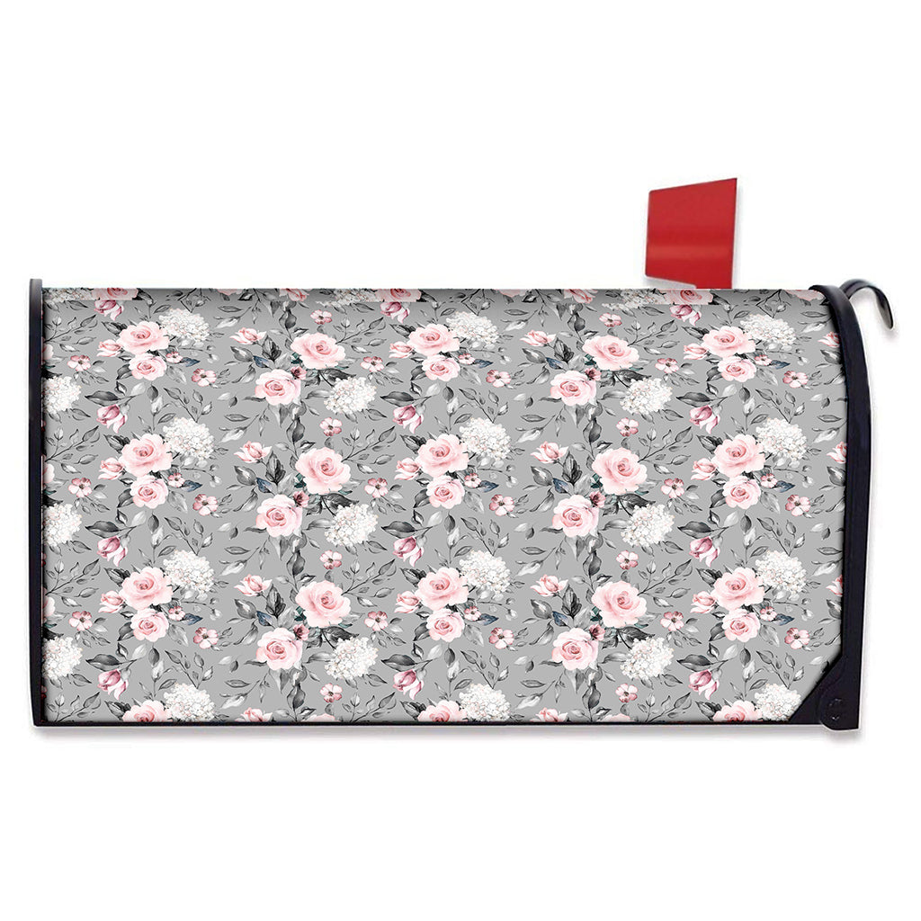 Monochrome Spring Floral Print Mailbox Cover