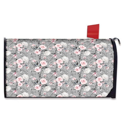 Monochrome Spring Floral Print Mailbox Cover