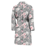 Monochrome Spring Floral Print Men's Bathrobe