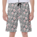 Monochrome Spring Floral Print Men's Beach Shorts