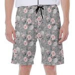 Monochrome Spring Floral Print Men's Beach Shorts