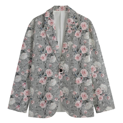 Monochrome Spring Floral Print Men's Blazer