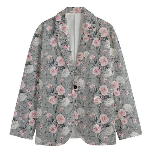 Monochrome Spring Floral Print Men's Blazer