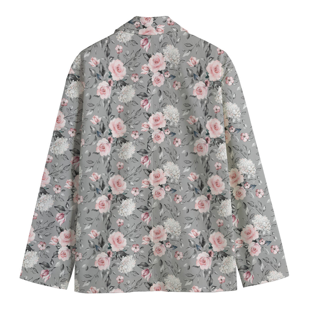 Monochrome Spring Floral Print Men's Blazer