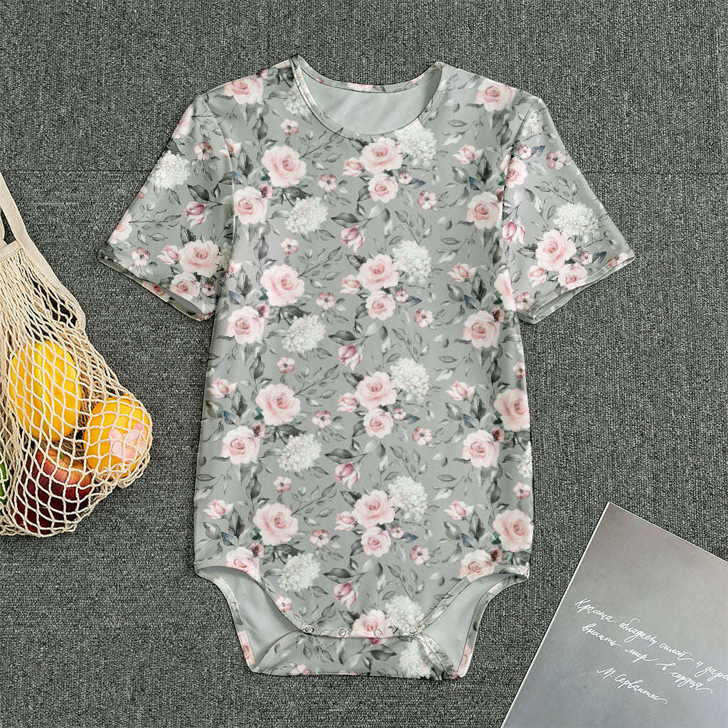 Monochrome Spring Floral Print Men's Bodysuit