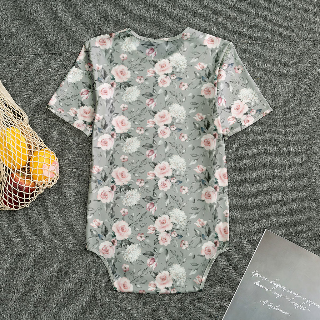 Monochrome Spring Floral Print Men's Bodysuit