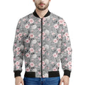 Monochrome Spring Floral Print Men's Bomber Jacket