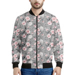 Monochrome Spring Floral Print Men's Bomber Jacket