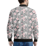 Monochrome Spring Floral Print Men's Bomber Jacket
