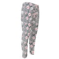 Monochrome Spring Floral Print Men's Compression Pants