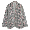 Monochrome Spring Floral Print Men's Cotton Blazer