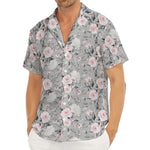 Monochrome Spring Floral Print Men's Deep V-Neck Shirt