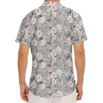 Monochrome Spring Floral Print Men's Deep V-Neck Shirt